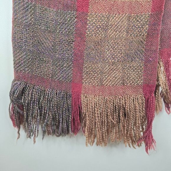 Kennebunk Weavers Throw Blanket Hand Woven USA Fringe Plaid Earth Tones 40 X 70" - Picture 4 of 4